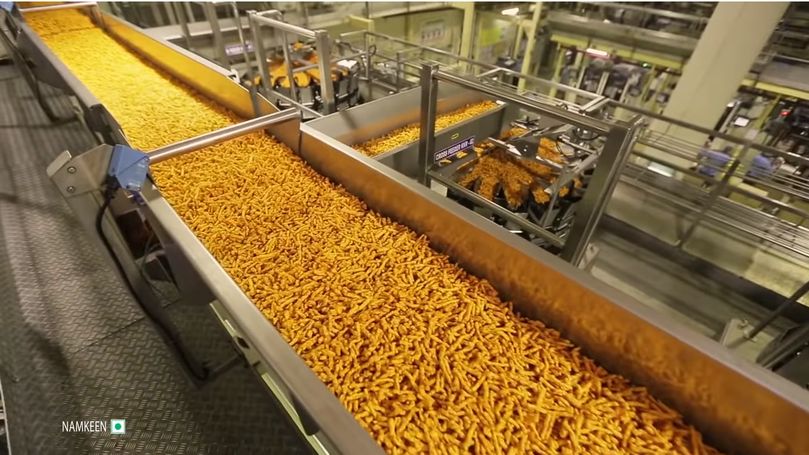 View of the kurkure production line at Pepsico India