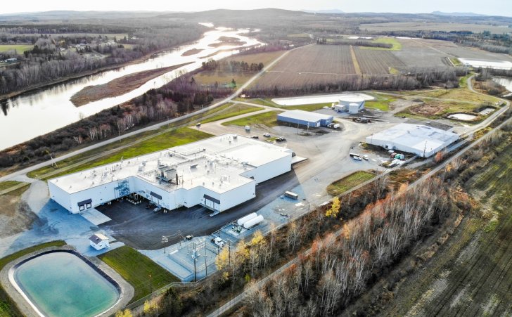Aerial view of the Penobscot McCrum&#039;s potato processing facility in Washburn, Maine, United States.